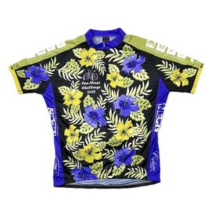 Vintage Y2K‎ Giordana Italy Made blue yellow floral cyclist jersey men XXL